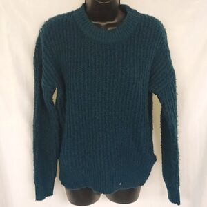 Sonoma Goods For Life Chunky Fuzzy Crew Neck Sweater Blue Green - NWT -Size S